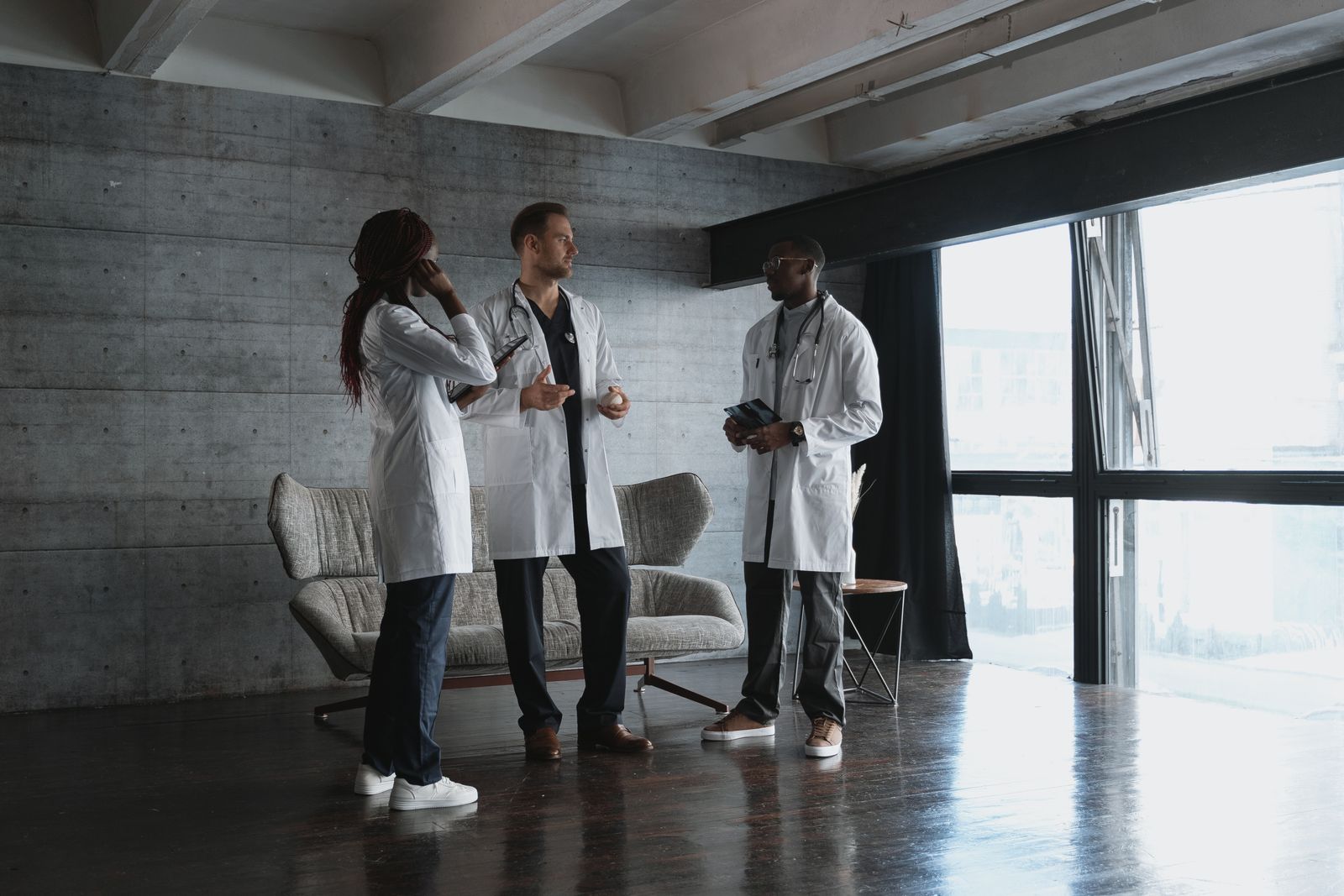 Healthcare professionals talking together